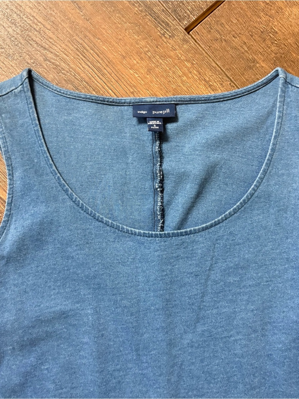 J Jill Pure Jill Indigo Blue Sleeveless Dipped Hem Dress - Picture 3 of 5
